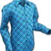 Chenaski Mens Dotsgrid 70's Shirt Petrol