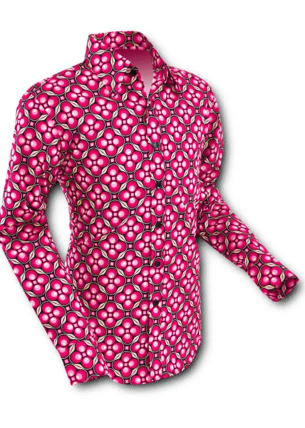 Chenaski Mens Dotsgrid 70's Shirt Red