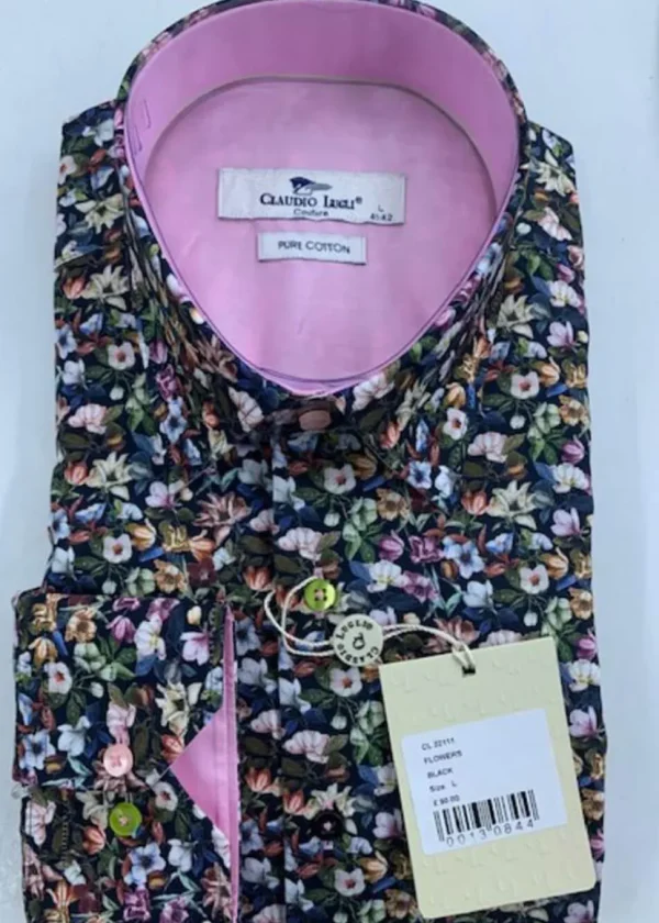 Claudio Lugli Heren Full On Floral Shirt Black