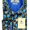 Claudio Lugli Mens Blue Florals Overhemd Blue