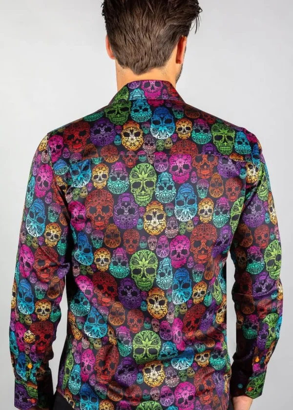 Claudio Lugli Mens Bright Skulls Shirt Black