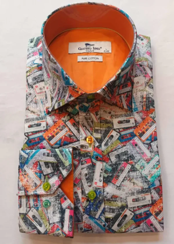 Claudio Lugli Mens Casette Deck Shirt Orange