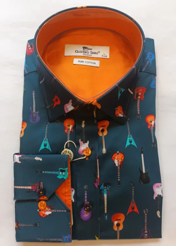 Claudio Lugli Mens Electric Guitars Shirt Navy