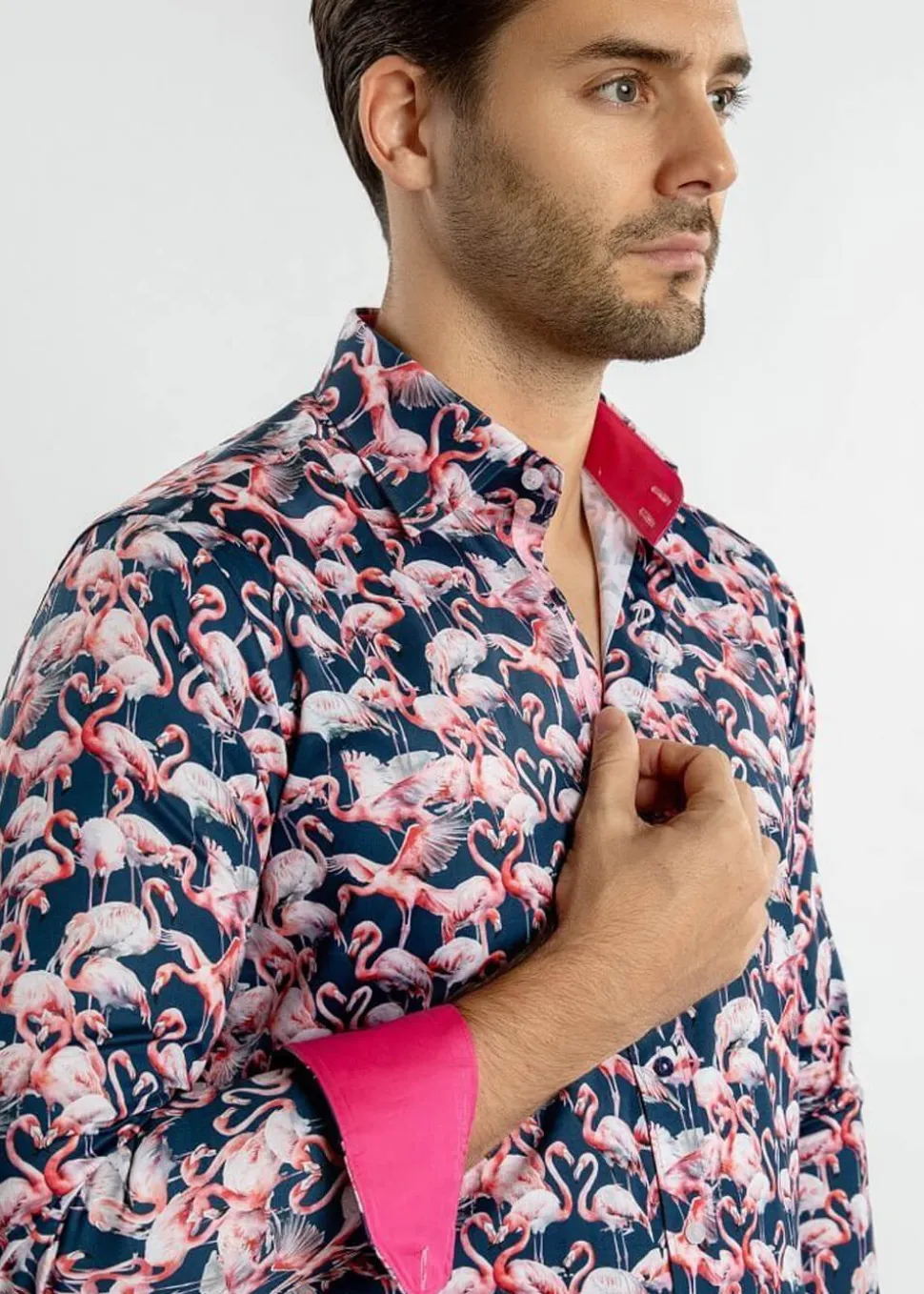 claudio_lugli_mens_flamin_0.webp Claudio Lugli Mens Flamingo's Shirt Navy