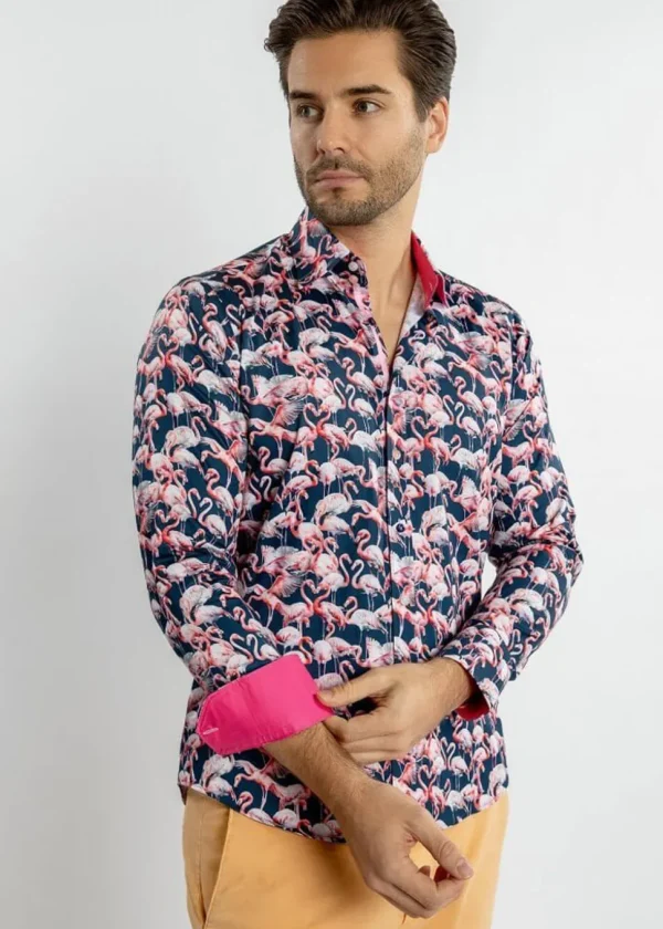 Claudio Lugli Mens Flamingo's Shirt Navy