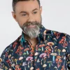 Claudio Lugli Mens Mushroom Shirt Navy Blue