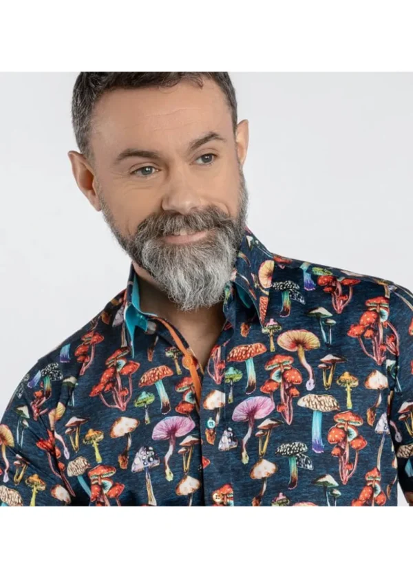 Claudio Lugli Mens Mushroom Shirt Navy Blue
