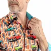 Claudio Lugli Mens Retro Cars Shirt Orange
