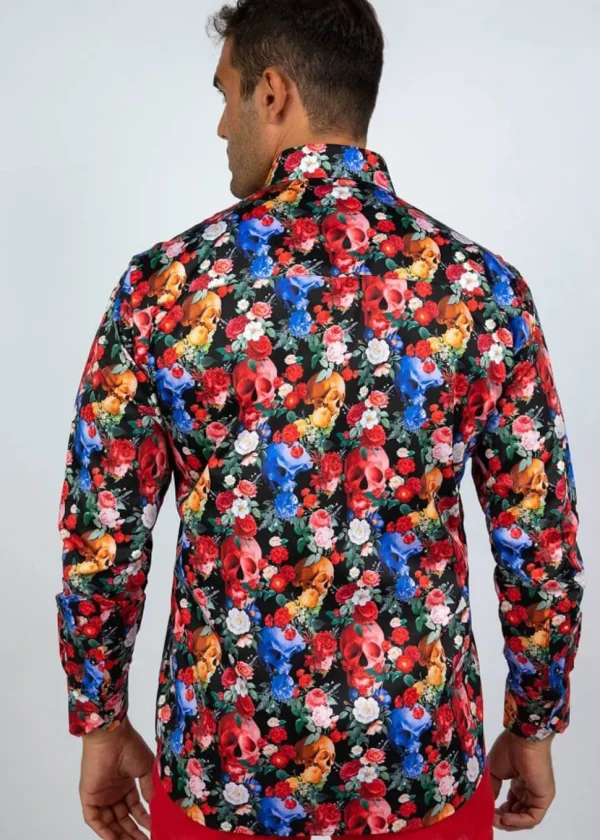 Claudio Lugli Mens Skulls & Roses Shirt Black
