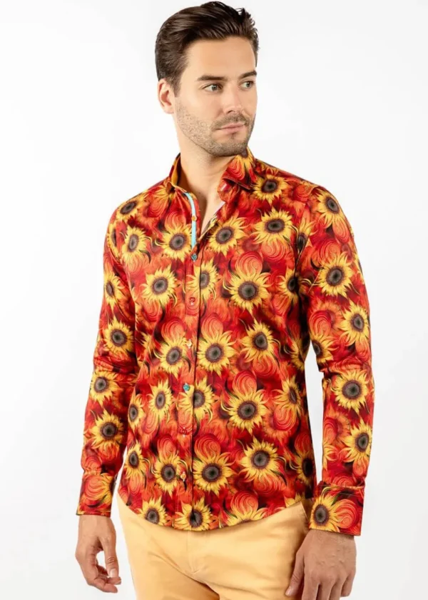 Claudio Lugli Mens Sunflower Shirt Orange