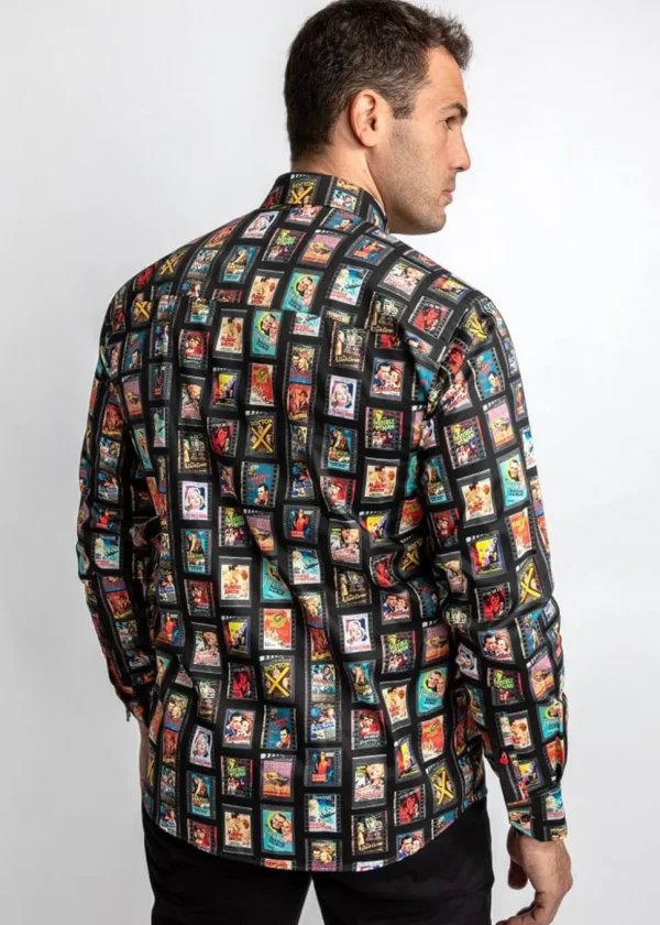 Claudio Lugli Mens Vintage Movie Reels Shirt Black