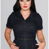Collectif Caterina Denim 50's Pencil Dress Navy