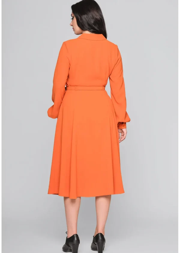 Collectif Caterina Flared 50's Swing Dress Dark Orange