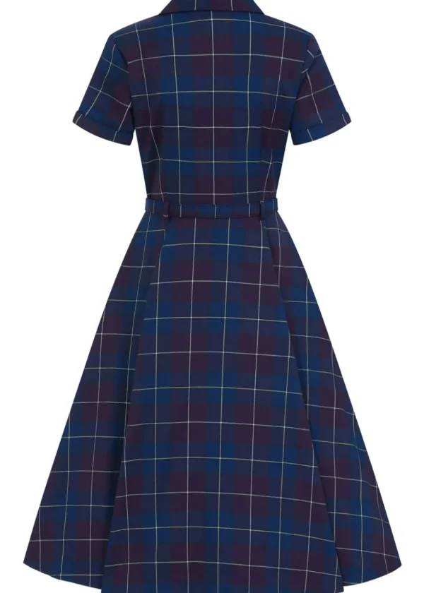 Collectif Caterina Mermaid Check 50's Swing Dress Teal