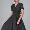Collectif Caterina Mini Polkadot 40's Swing Dress Black