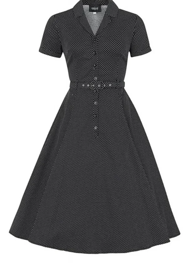 Collectif Caterina Mini Polkadot 40's Swing Dress Black