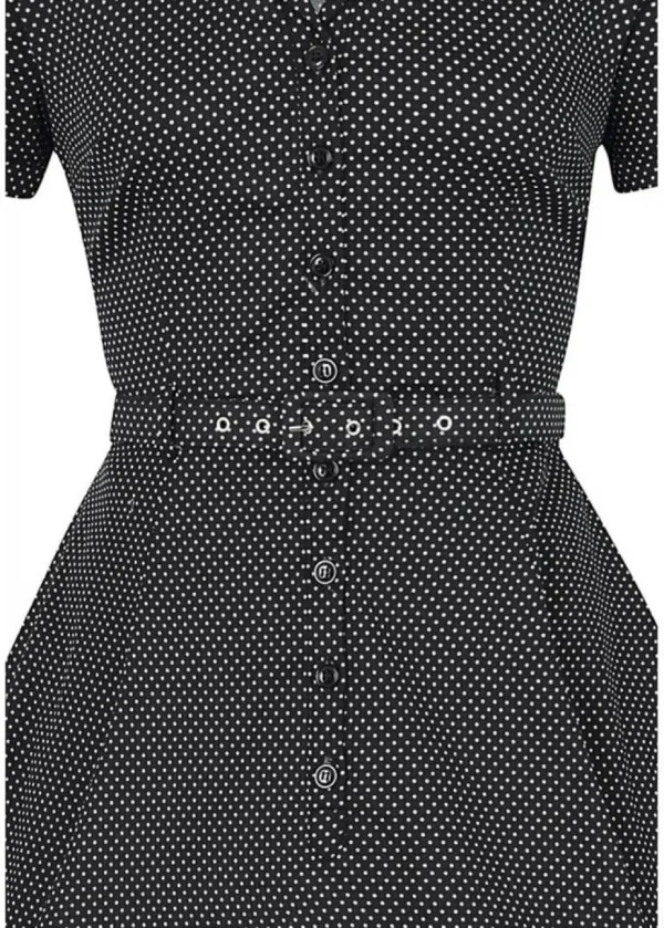 Collectif Caterina Mini Polkadot 40's Swing Dress Black