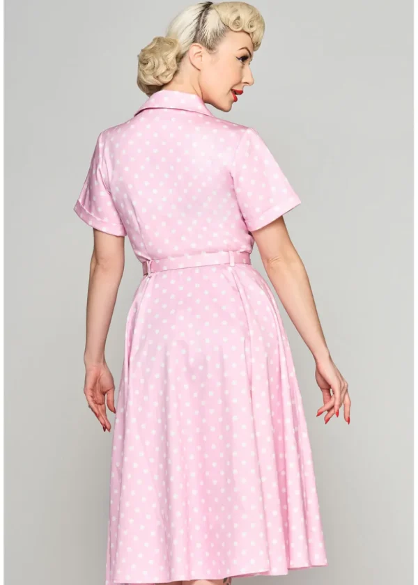 Collectif Caterina Pink Polka 50's Swing Skirt Pink