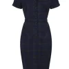 Collectif Caterina Blackwatch Check 40's Pencil Dress Multi