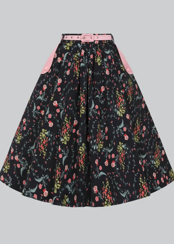 Collectif Dakota Hollyhocks Hooray 50's Swing Skirt Multi