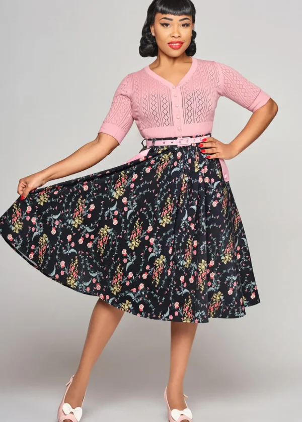 Collectif Dakota Hollyhocks Hooray 50's Swing Skirt Multi