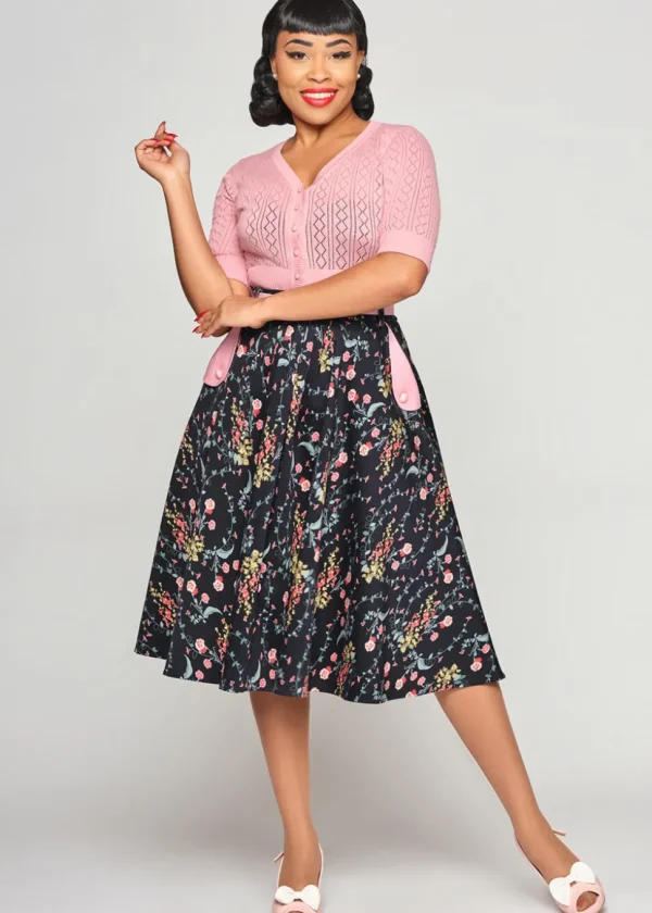 Collectif Dakota Hollyhocks Hooray 50's Swing Skirt Multi