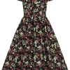 Collectif Demira Wild Strawberries 50's Swing Dress Black