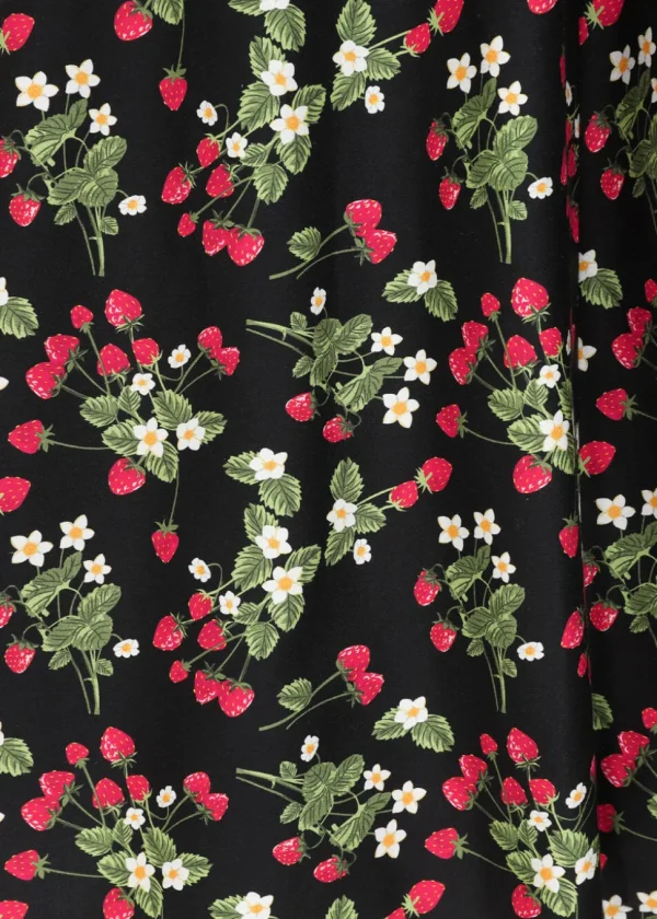 Collectif Demira Wild Strawberries 50's Swing Dress Black