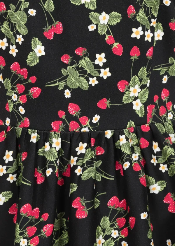 Collectif Demira Wild Strawberries 50's Swing Dress Black