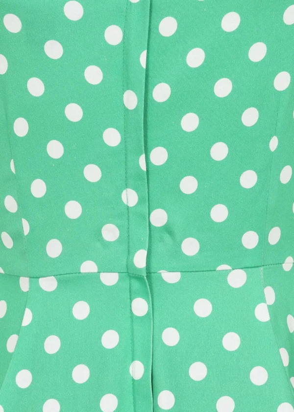 Collectif Dolores Classic Polka 50's Swing Dress Green White