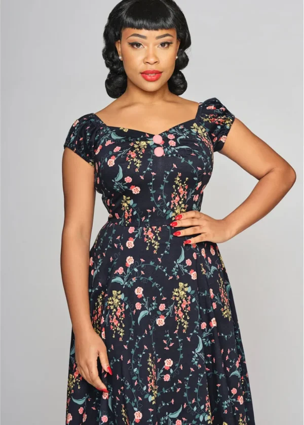Collectif Dolores Hollyhocks Hooray 50's Swing Dress Multi