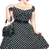Collectif Dolores Polkadot Swing 50's Dress Black