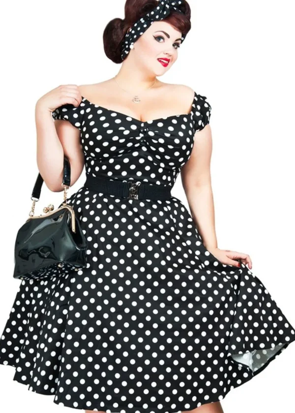 Collectif Dolores Polkadot Swing 50's Dress Black
