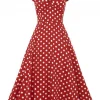 Collectif Dolores Polkadot 50's Swing Dress Red