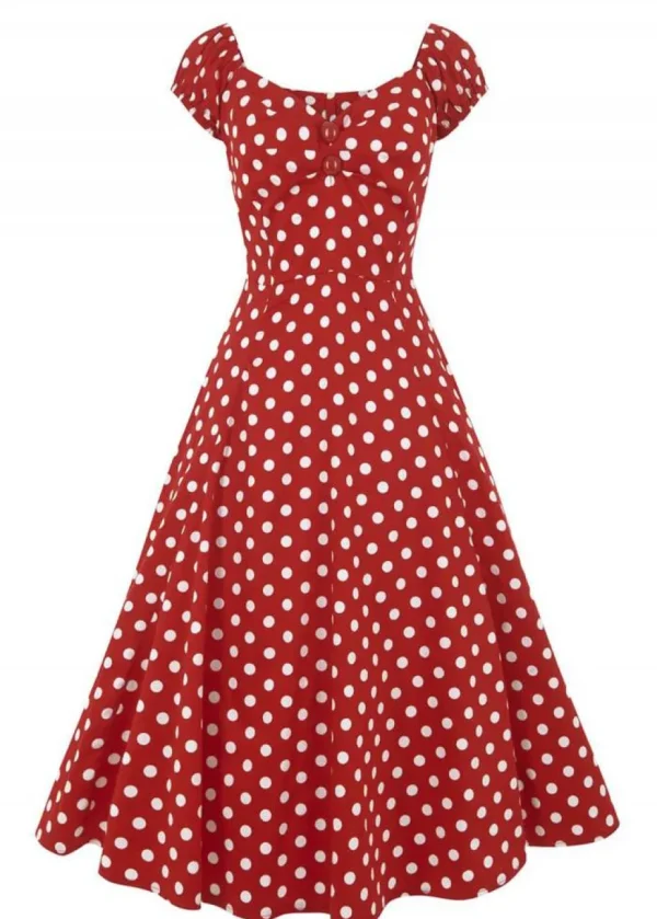 Collectif Dolores Polkadot 50's Swing Dress Red