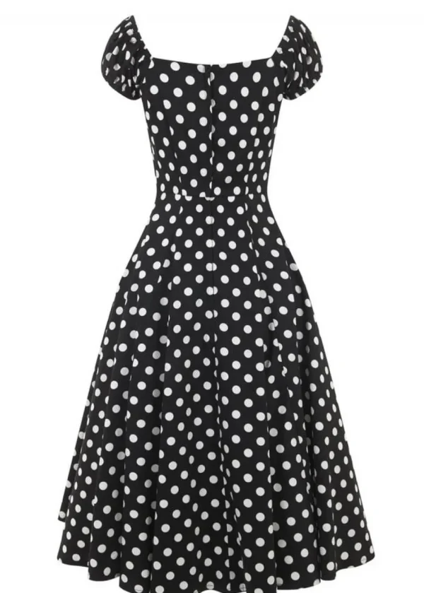 Collectif Dolores Polkadot Swing 50's Dress Black