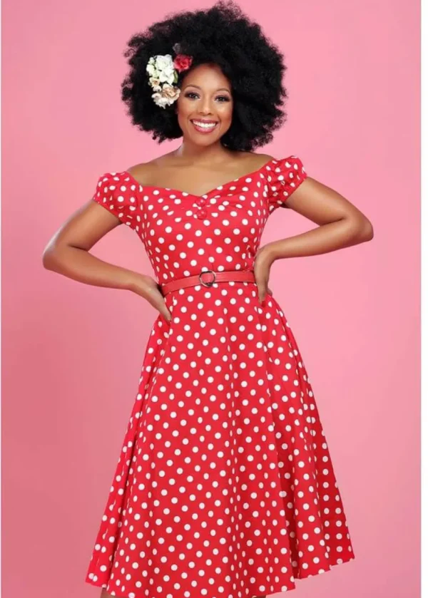 Collectif Dolores Polkadot 50's Swing Dress Red