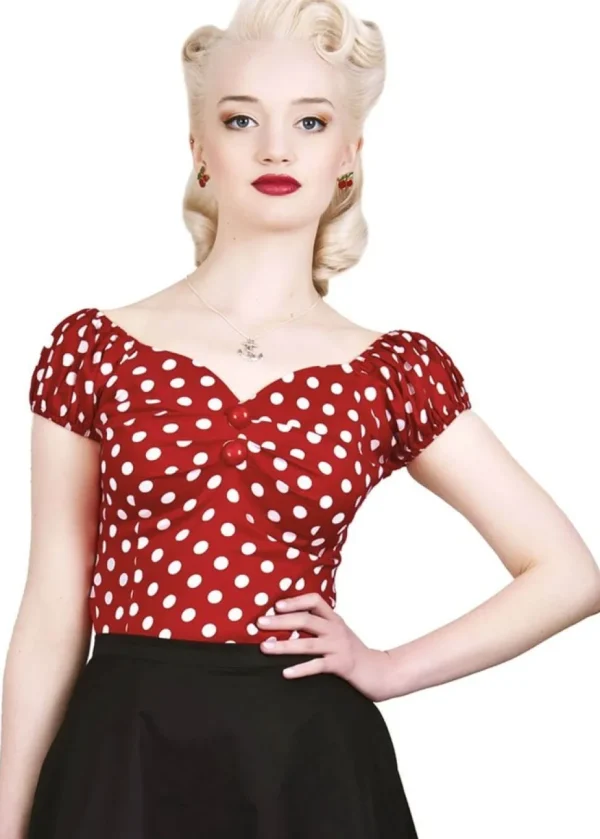 Collectif Dolores Polkadot 50's Top Red