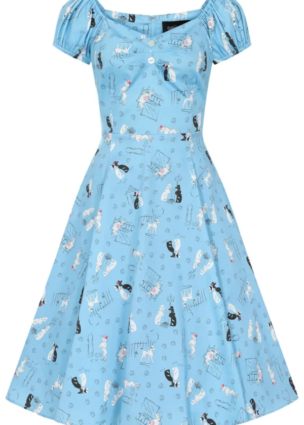 Collectif Dolores Poodle Parade 50's Swing Dress Light Blue