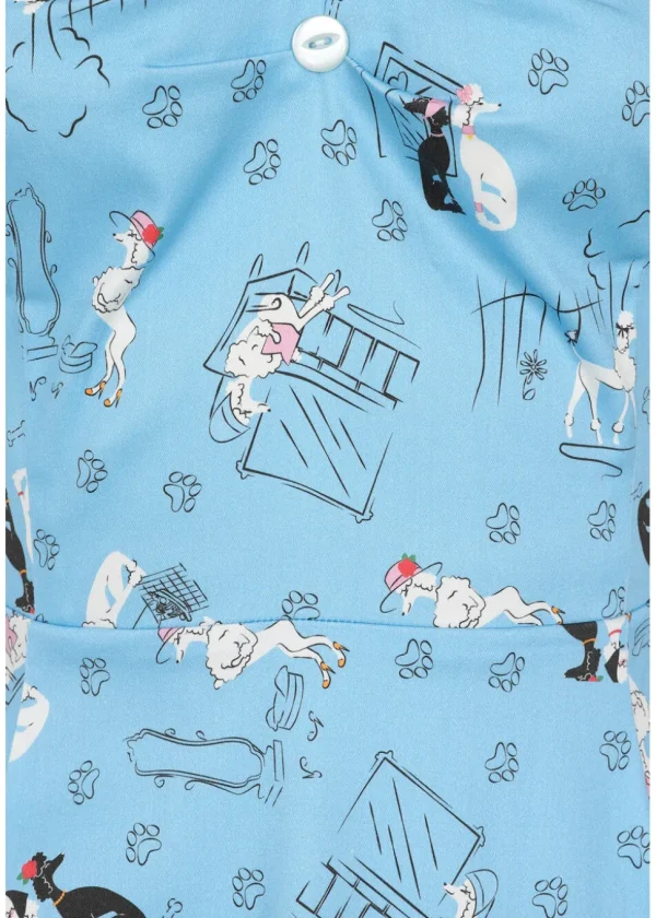 Collectif Dolores Poodle Parade 50's Swing Dress Light Blue