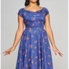 Collectif Dolores 50's Cherry Swing Dress Navy