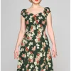 Collectif Dolores Vintage Bloom 50's Swing Dress Green