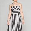 Collectif Emma Contrast Stripe 50's Swing Dress Black White