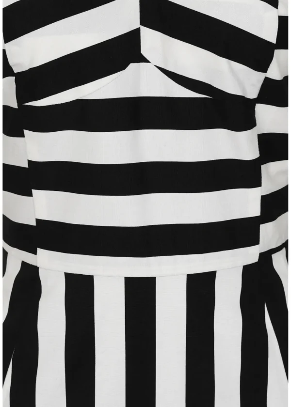 Collectif Emma Contrast Stripe 50's Swing Dress Black White