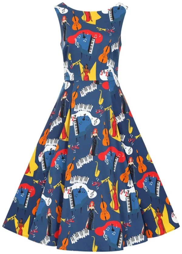 Collectif Frances Jazz 50's Swing Dress Multi