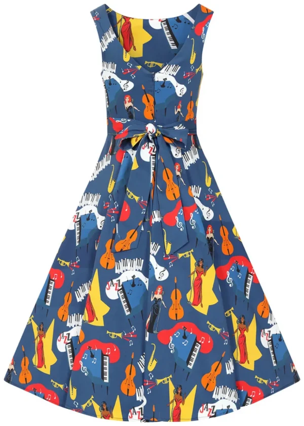 Collectif Frances Jazz 50's Swing Dress Multi