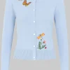 Collectif Jessie Butterfly Fields 40's Cardigan Light Blue