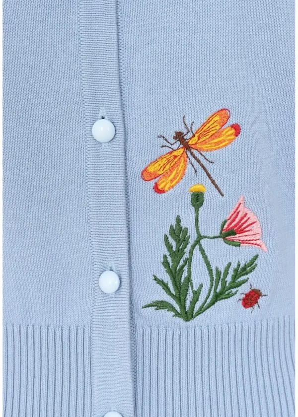 Collectif Jessie Butterfly Fields 40's Cardigan Light Blue