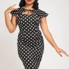 Collectif Lilla Polka 50's Peplum Pencil Dress Black White