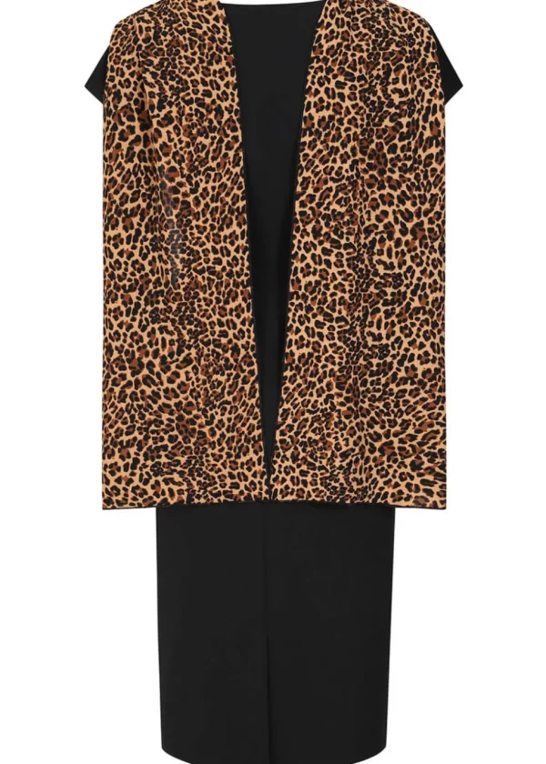Collectif Lorelei Leopard 50's Pencil Dress Black